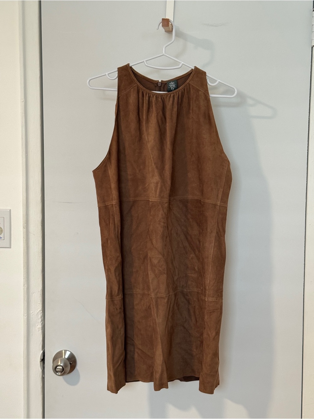 Eleventy Brown 100% Suede Sleeveless Shift Dress